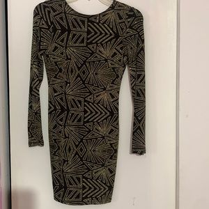 Black, Gold, Silver stretchy short dress / Size Small